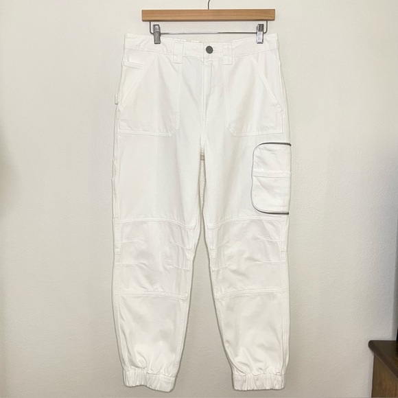 AllSaints Florence Cargo Jogger Pants Organic Twill Cotton Chalk White 8 - Picture 4 of 16